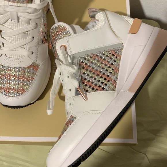 MICHAEL Michael Kors White and Gold Athletic Shoes - Picture 6 of 13